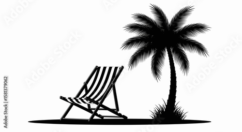 Beach Bliss Vector Relaxing Under the Palm, Simple Vector Silhouette