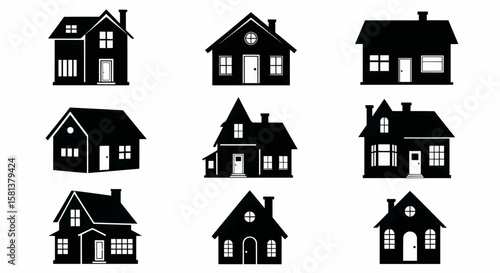 Charming Home Silhouettes A Vector Collection of Houses for Design Projects