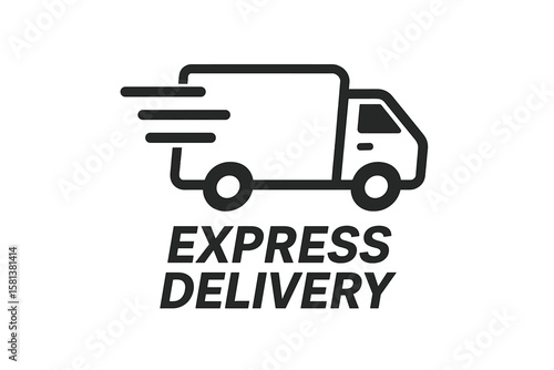 Express delivery truck icon for fast shipping. Urgent shipping service symbol for logistics company. Quick cargo transport sign for app and website. Vector van illustration.