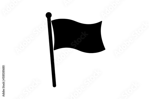 Set of 4 black flag icons, flags silhouette collection, waving flags, vector graphic design, black flag symbols, transparent background, minimalistic flag icons