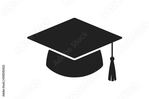 Graduation cap vector icon. Mortarboard academic hat with tassel. Education and university ceremony symbol. Student achievement, diploma, and scholarly success concept design.