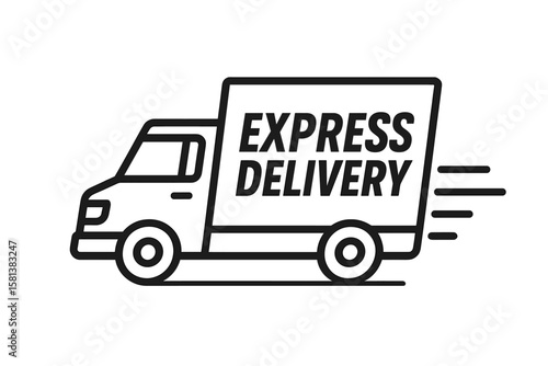 Express delivery truck vector illustration, fast shipping concept, speedy courier service icon, transparent background, logistics and transport design