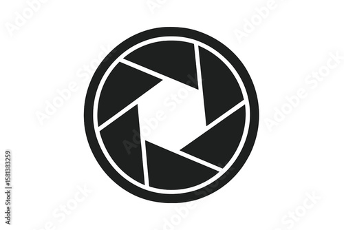 Focus icon, vector illustration of aperture diaphragm for camera shutter, isolated camera aperture icon, photography concept, camera lens, aperture shape design, vector symbol