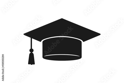 Graduation cap black hat university graduate symbol, template design elements, graduation logo, degree ceremony icon, educational programs vector, academic achievement celebration