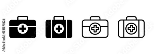 Medical box icon logo design. Medical suitcase sign and symbol. First aid icon
