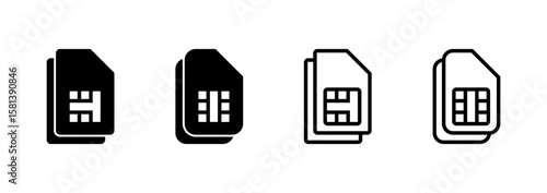 Sim card icon logo design. dual sim card sign and symbol