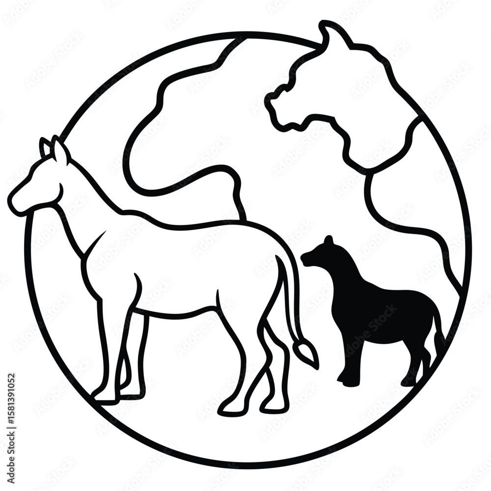 Obraz premium silhouette World Animal Day on white background
