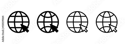 Web icon logo design. go to web sign and symbol. web click icon. Global search icon