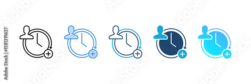 Overtime icon set multiple style collection