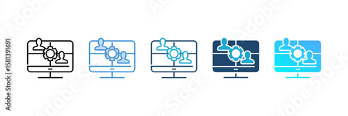 Video Conference icon set multiple style collection