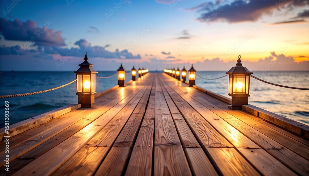 Obraz premium Wooden pier at sunset
