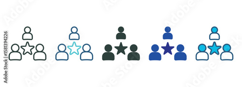 Social Group Icon Set Multiple Style Of