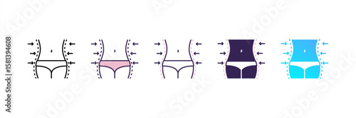 Body Shaping icon set multiple style collection
