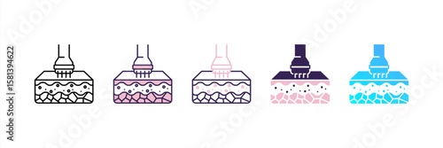 Microneedling icon set multiple style collection