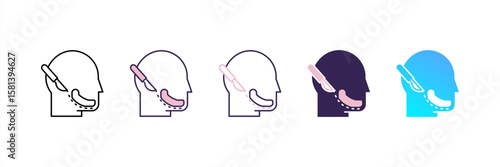 Jaw Surgery icon set multiple style collection