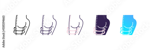 Thigh Lift icon set multiple style collection