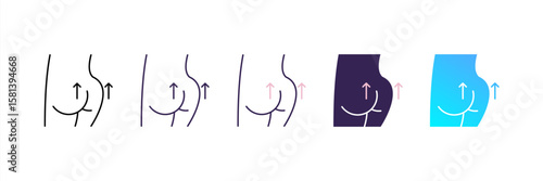 Buttock icon set multiple style collection