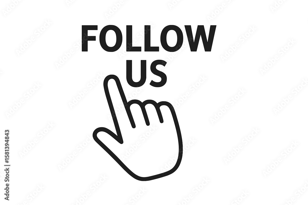 Follow us icon with hand pointer gesture, vector transparent PNG, detailed vector illustration, social media follow button, interactive UI element, navigation symbol Follow us icon with hand pointer gesture, vector transparent PNG, detailed vector illustration, social media follow button, interactive UI element, navigation symbol