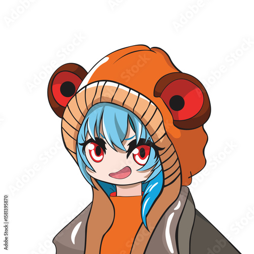 Cute characters with cute styles, wearing warm clothes, with a white background.