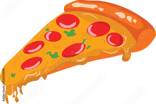 Vector illustration of pizza slice food on white background.