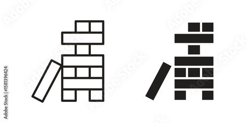 Wooden block icon design element. Editable stroke. Vector
