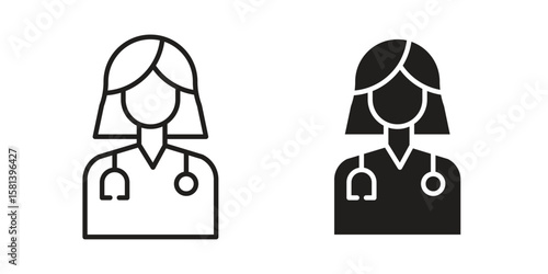 Woman Doctor icon design element. Editable stroke. Vector