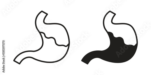 Stomach with Liquids icon design element. Editable stroke. Vector