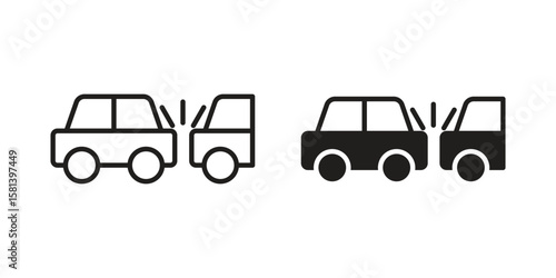 Rear end collision icon design element. Editable stroke. Vector