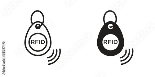 RFID key tag icon design element. Editable stroke. Vector