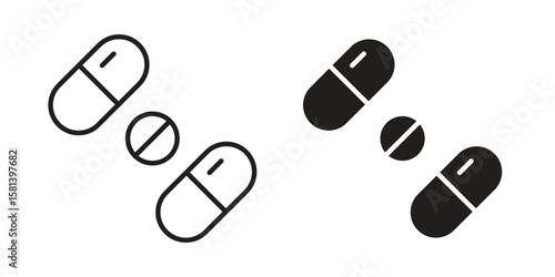 Pills icon design element. Editable stroke. Vector