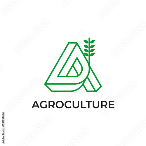 Agroculture A Letter Logo with Wheat
