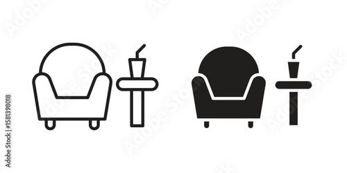 Lounge icon design element. Editable stroke. Vector
