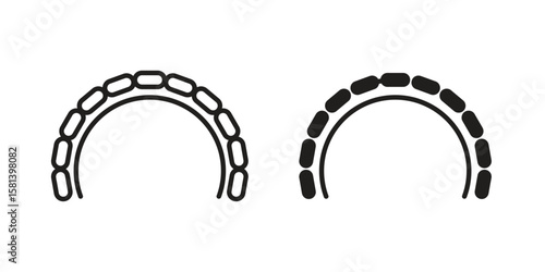 Lingual braces icon design element. Editable stroke. Vector