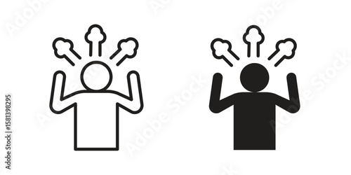 Irritated human icon design element. Editable stroke. Vector