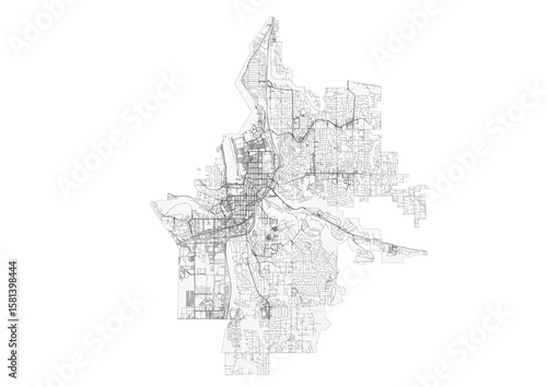 Detailed vector map highlighting the highway network of Renton, WA. Features clear road layouts and connections