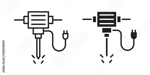 Hydraulic breaker icon design element. Editable stroke. Vector