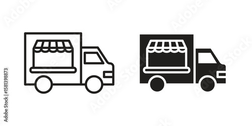 Food truck icon design element. Editable stroke. Vector