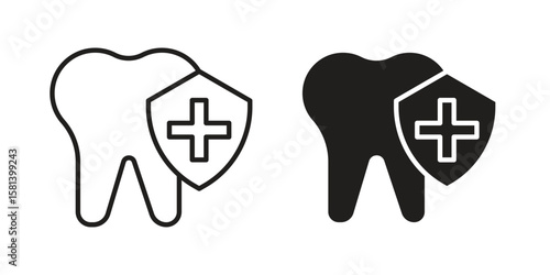 Dental insurance icon design element. Editable stroke. Vector