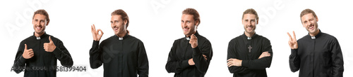 Set of young happy priest o...