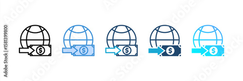 Remittance icon set multiple style collection