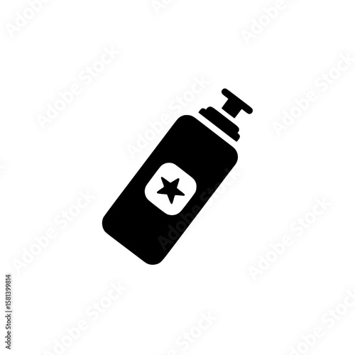 Icon of a tilted energy drink bottle with a star symbol representing sports hydration or fitness supplement