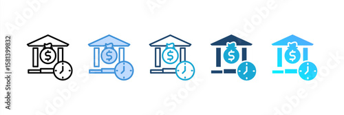 Bank Deposit icon set multiple style collection