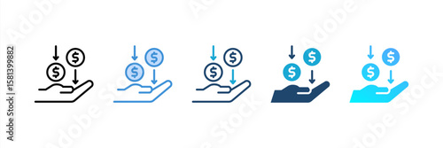 Receive Amount icon set multiple style collection