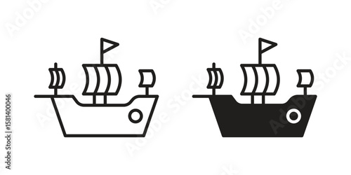 Caravel icon design element. Editable stroke. Vector
