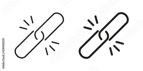 Broken link icon design element. Editable stroke. Vector