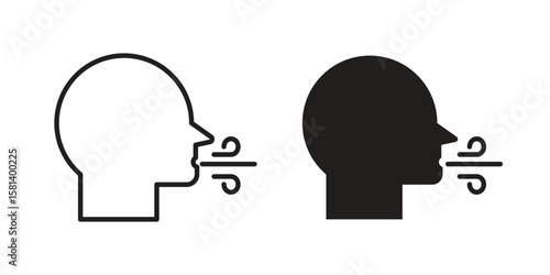 Breath icon design element. Editable stroke. Vector