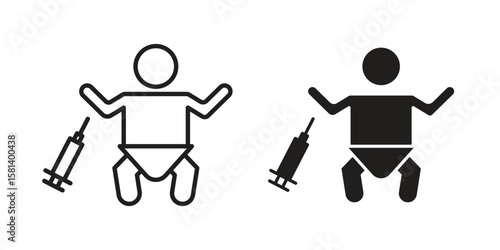 Baby Vaccination icon design element. Editable stroke. Vector