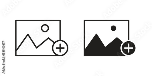 Add photos icon design element. Editable stroke. Vector