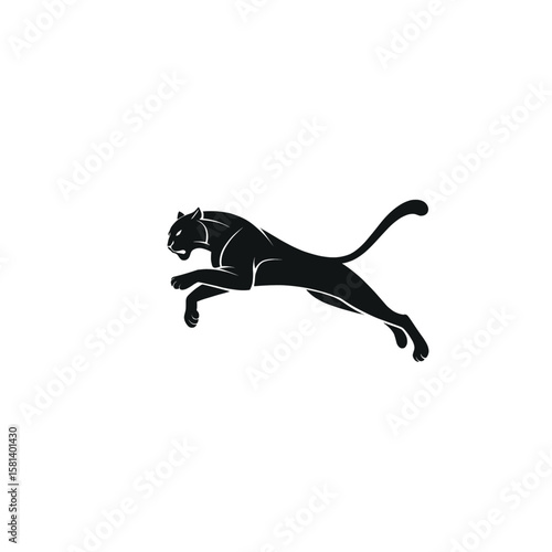 Black panther logo icon flat vector design