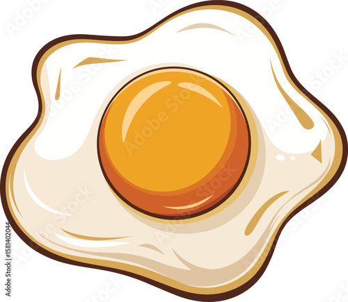 Fried Egg Cartoon Illustration – Sunny Side Up Breakfast Vector